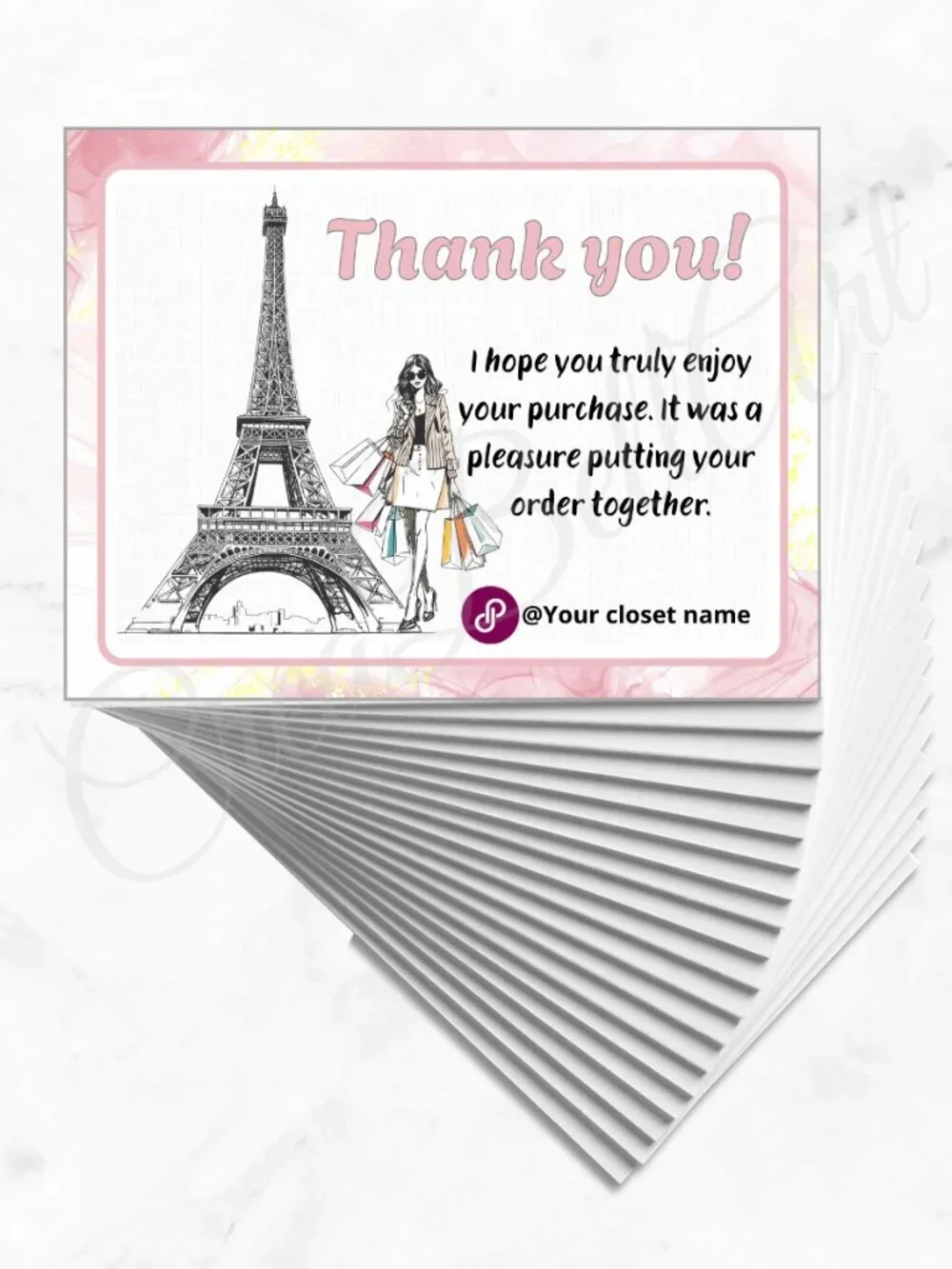 100 Personalized Paris Fashion Thank You Cards Small Business, 4×3 in